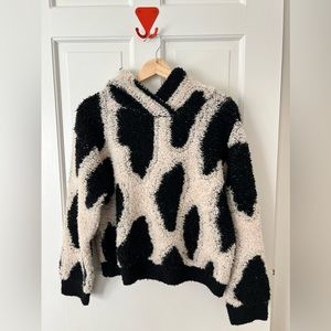 Sandy Liang x Target Leopard Print Sherpa Hoodie in Cream / Black
